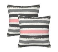 RRhgipp Pink Light And Dark Gray Stripes Throw Pillow Cases Decorative Cushion Covers Couch Bed Sofa Home Decoration Gifts Summer