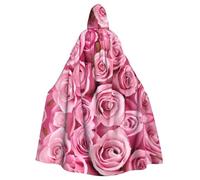 RRhgipp Pink Rose Hooded Cloak Long Cape Grim Reaper Vampire Witch Carnival Halloween Wizard Costume 58inch
