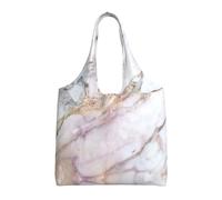 RRhgipp Pink White Marble Pattern Women Canvas Tote Handbags Shoulder Work Bag Reusable Grocery Shopping Bags Women'S Bags