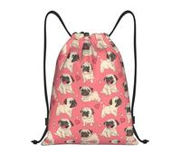 RRhgipp Pug Dog Drawstring Backpack Sports Gym Sackpack Pocket Water Resistant String Bag Women Men School