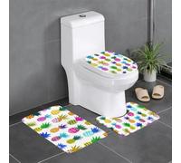 RRhgipp Rainbow Pineapple 3piece Bathroom Rugs Bath Mat Set Bath Mat Bathroom Non-Slip Backing Bath Rugs Dry Quickly