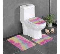 RRhgipp Rainbow Stripes 3piece Bathroom Rugs Bath Mat Set Bath Mat Bathroom Non-Slip Backing Bath Rugs Dry Quickly