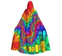 RRhgipp Rainbow Tie Dye-Red Adult Hooded Cloak Long Cape Grim Reaper Vampire Witch Carnival Halloween Wizard Costume