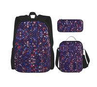 RRhgipp Red Blue Stars Americanschool Backpack Boys Teens Bookbag Travel Daypack Kids Girls Lunch Bag Pencil Case Bookbag