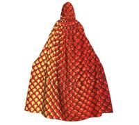 RRhgipp Red Fish Scale Adult Hooded Cape Unisex Long Hooded Cloak Vampire Cape Witch Fancy Dress Costume Gift 59"