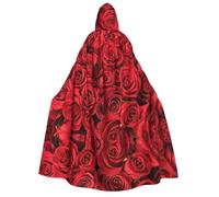RRhgipp Red Rose Adult Hooded Cape Unisex Long Hooded Cloak Vampire Cape Witch Fancy Dress Costume Gift 59"