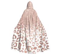 RRhgipp Rose Gold Glitter Hooded Cloak Long Cape Grim Reaper Vampire Witch Carnival Halloween Wizard Costume 58inch