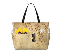 RRhgipp Sheet Music Canvas Tote Bag External Pocket Grocery Shopping Bag Top Zipper Closure Daily Essential