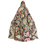 RRhgipp Skull Adult Hooded Cape Unisex Long Hooded Cloak Vampire Cape Witch Fancy Dress Costume Gift 59"