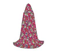 RRhgipp Skull And Green Leaves Hooded Cape Cloak Long Cape Vampire Witch Carnival Halloween Teenager Wizard Costume Child