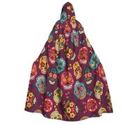 RRhgipp Skull Face Adult Hooded Cape Unisex Long Hooded Cloak Vampire Cape Witch Fancy Dress Costume Gift 59"