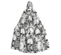 RRhgipp Skull Skeleton Adult Hooded Cape Unisex Long Hooded Cloak Vampire Cape Witch Fancy Dress Costume Gift 59"