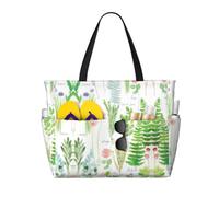 RRhgipp Springtime Herb Garden Canvas Tote Bag External Pocket Grocery Shopping Bag Top Zipper Closure Daily Essential