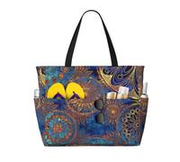 RRhgipp Starry Sky Mandala Canvas Tote Bag External Pocket Grocery Shopping Bag Top Zipper Closure Daily Essential