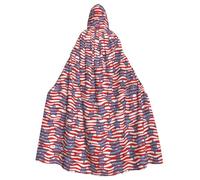 RRhgipp Stars And Wavy Stripes Hooded Cloak Long Cape Grim Reaper Vampire Witch Carnival Halloween Wizard Costume 58inch