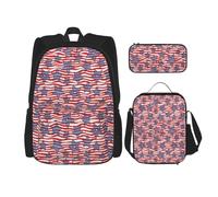 RRhgipp Stars and Wavy Stripesschool Backpack Boys Teens Bookbag Travel Daypack Kids Girls Lunch Bag Pencil Case Bookbag