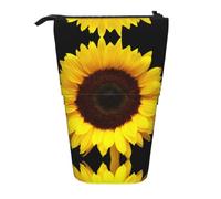 RRhgipp Sunflower Background Standing Pencil Case Cute Stand Up Pencil Pouch, Telescopic Pen Bag
