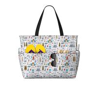 RRhgipp The Nature Wildlands Activities Pattern Canvas Tote Bag External Pocket Grocery Shopping Bag Top Zipper Closure Daily Essential