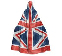 RRhgipp The Union Flag Pattern Adult Hooded Cloak Long Cape Grim Reaper Vampire Witch Carnival Halloween Wizard Costume