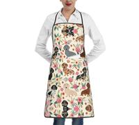RRhgipp Unisex Dachshund Floral Apron Cooking Kitchen Chef Women Men Home Kitchen Restaurant Coffee House Xmas Gift
