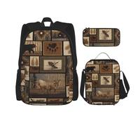 RRhgipp Wild Animals Retro Farmhouseschool Backpack Boys Teens Bookbag Travel Daypack Kids Girls Lunch Bag Pencil Case Bookbag