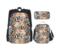 RRhgipp Zebra and Giraffeschool Backpack Boys Teens Bookbag Travel Daypack Kids Girls Lunch Bag Pencil Case Bookbag