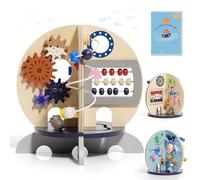 RRIBOUDWAN Wooden Baby Activity Cube, Montessori Busy Board Toys for 1+ Year Old, Ocean Theme Wooden Toys Gift for 6-12 - 18 Months Boys & Girls, Deep Sea Activity Table Educational Toys for Toddler