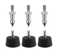 Rrina 2 Sets Universal Anti Slip Tripod Foot 1 Set Stainless Steel Spikes, 1 Set Rubber, Compatible with Most Tripods Monopods (1/4"-Thread)