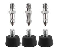 Rrina 2 Sets Universal Anti Slip Tripod Foot 1 Set Stainless Steel Spikes, 1 Set Rubber, Compatible with Most Tripods Monopods (3/8"-Thread)
