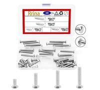 Rrina 38Pcs 304 Stainless Steel Carriage Bolts Round Head Square Neck Screws Coach Bolt Assortment Kit, 5 Sizes M6x16/30/40/50