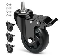 RRIUTO Furniture Castor with Brake, 100 mm Swivel Castors M12 x 30 mm Screw, Transport Castors Double Bearings with 360 Degree Rotation, Pack of 4 Heavy Duty Castors for Furniture Load Capacity 500 kg