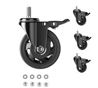 RRIUTO Furniture Castor with Brake, 75 mm Swivel Castors M10 x 30 mm Screw, Transport Castors Double Bearings with 360 Degree Rotation, Pack of 4 Heavy Duty Castors for Furniture Load Capacity 400 kg