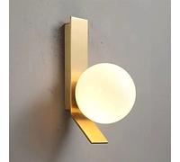 RRJJ Creative Sphere Wall Lamp, Gold Metal Wall Light with White Glass Ball Lampshade, Bedside Wall Sconce, G9 Lighting Fixture, Modern Simple Wall Lamps for Corridor, Bedroom