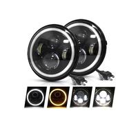 RRKBDQEL Car Headlights 2pcs For Land For Rover 90/110 For Range For Rover For County 12V 24V Car Led 7inch Led Headlight DRL H4 Hi-Lo With Halo Angel Eyes Headlamp Car Head Lamp