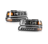 RRKBDQEL Car Headlights 4pcS Modified LED Headlights Assembly For Chevy For Chevrolet For Silverado 1500 2500 3500 1999 2000 2001 2002 For Suburban For Tahoe 2000-2006 Car Head Lamp
