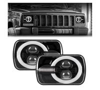 RRKBDQEL Car Headlights 5x7 7x6 Inch Rectangular LED Headlight For Jeep For Wrangler YJ For Cherokee XJ With Hi/Low DRL Lighting Car Head Lamp