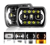 RRKBDQEL Car Headlights For GMC For Savana 3500 2500 1500 1998-2001 2003 2004 2006 2007-2012 5X7 7x6 Inch Square LED Headlight With Turn Signal Hi/Lo Beam DRL Car Light Car Head Lamp(007)
