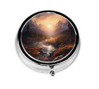 RRKDOY Beautiful Nature Printing Round Mini Pill Box with 3 compartments for Pill Storage and Portable Travel