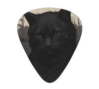 RRKDOY Black cat watching Printing Guitar plectrum 12 pieces with three thickness plectrum combinations suitable for bass and ukulele