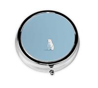 RRKDOY Blue Sea Polar Bear Printing Round Mini Pill Box with 3 compartments for Pill Storage and Portable Travel