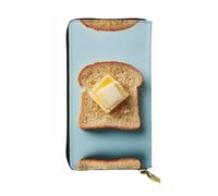 RRKDOY Butter on bread Picture Women's leather long handheld wallet large capacity credit card zipper bag