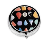 RRKDOY Cartoon Building Printing Round Mini Pill Box with 3 compartments for Pill Storage and Portable Travel