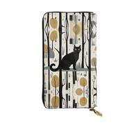 RRKDOY Cat in the woods Picture Women's leather long handheld wallet large capacity credit card zipper bag
