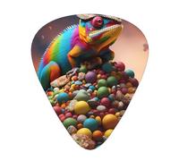RRKDOY Chameleon in the candy pile Printing Guitar plectrum 12 pieces with three thickness plectrum combinations suitable for bass and ukulele