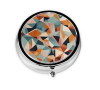RRKDOY Colored Rhombus Printing Round Mini Pill Box with 3 compartments for Pill Storage and Portable Travel