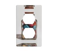 RRKDOY Colored Stones in a Bottle Picture Dual socket wall panel household power cover durable for decorative sockets and switches