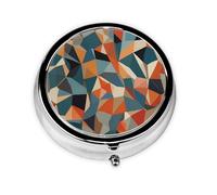 RRKDOY Colorful Rhombus Printing Round Mini Pill Box with 3 compartments for Pill Storage and Portable Travel