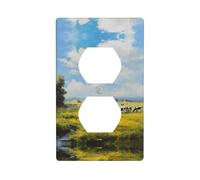 RRKDOY Cows on the ranch Picture Dual socket wall panel household power cover durable for decorative sockets and switches