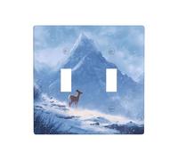 RRKDOY Deer under the snow mountain Textile Prints Switch cover decorative wall panel suitable for residential and commercial areas 4.5x4.5 In