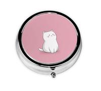 RRKDOY Dress up as a Cute Kitten Printing Round Mini Pill Box with 3 compartments for Pill Storage and Portable Travel